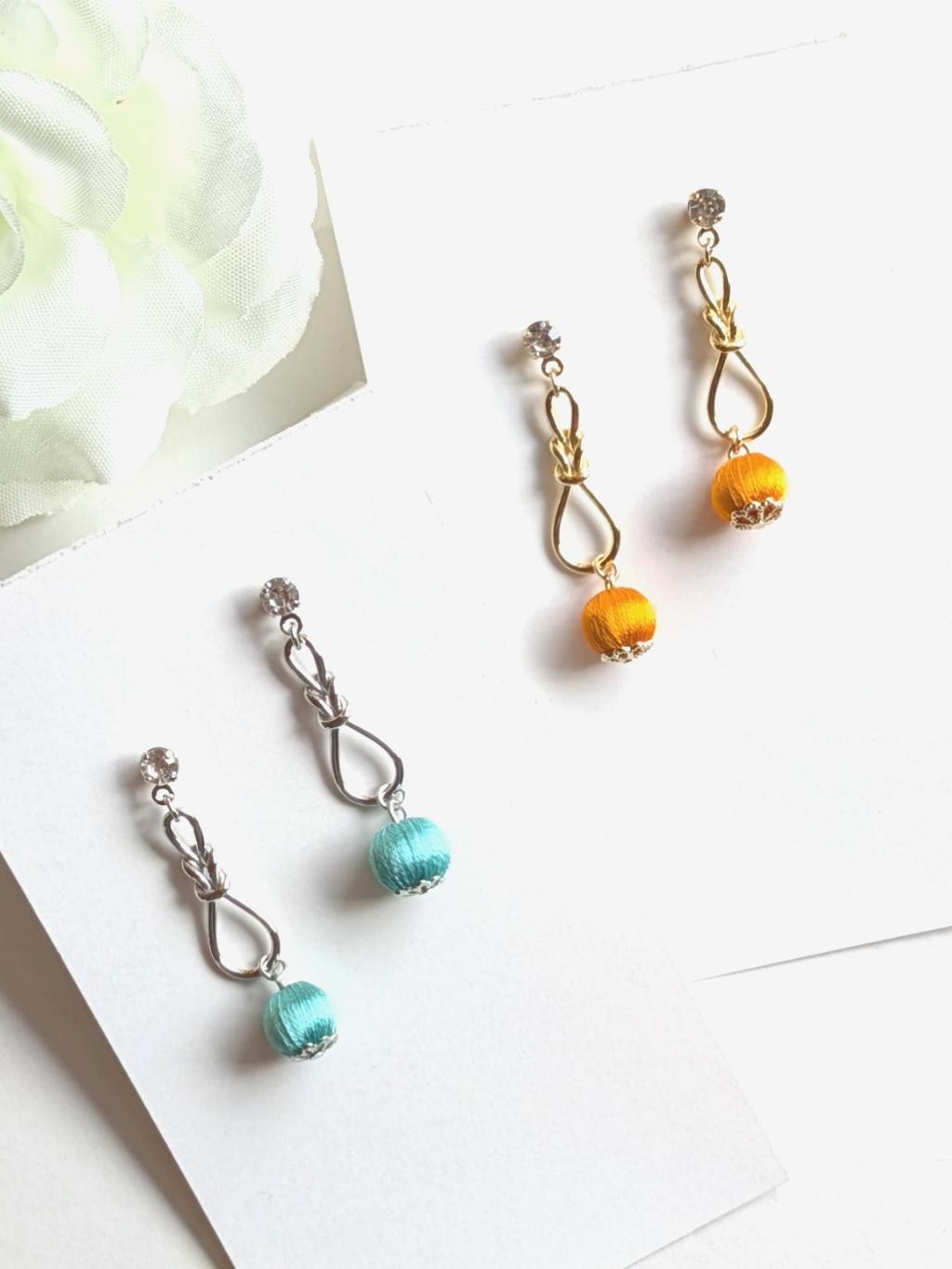 ピアス レディース 絹糸巻玉ピアス【結び】